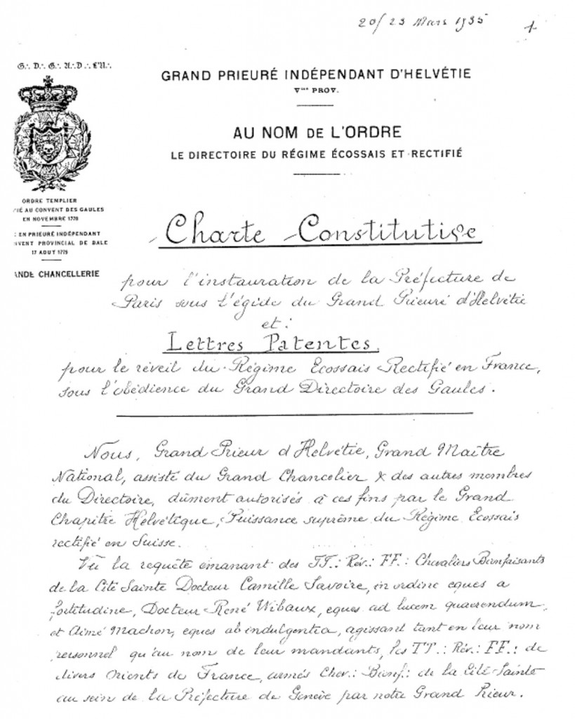 Charte-Patente - GDDG - 1935 - 1