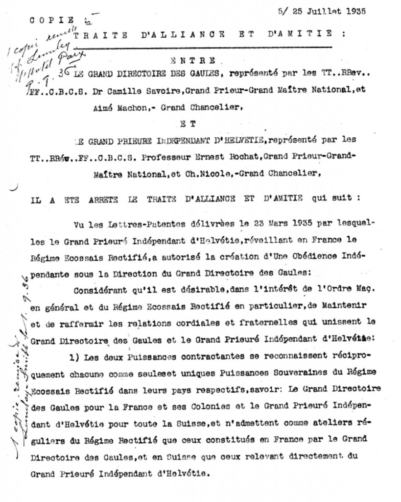 Traité d'Alliance GPIH-GDDG - 1935